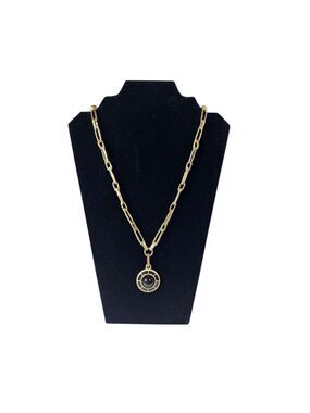 Women's Unbranded Gold Chain Necklace with Black Pendant One Size